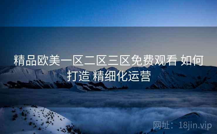 精品欧美一区二区三区免费观看 如何打造 精细化运营